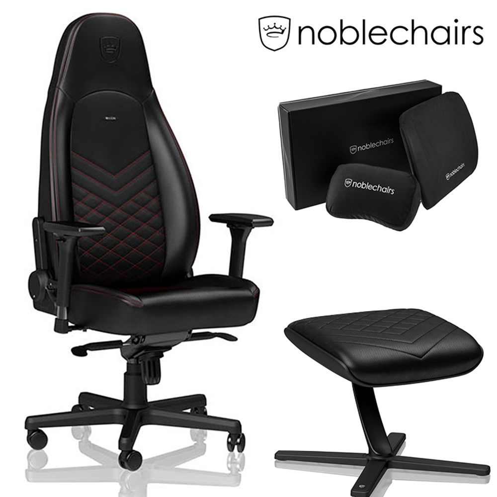 ※售完 Noblechairs 皇家賽車椅 ICON 搭配置腳蹬+記憶枕組 豪華組 (合成皮款) MAX-003
