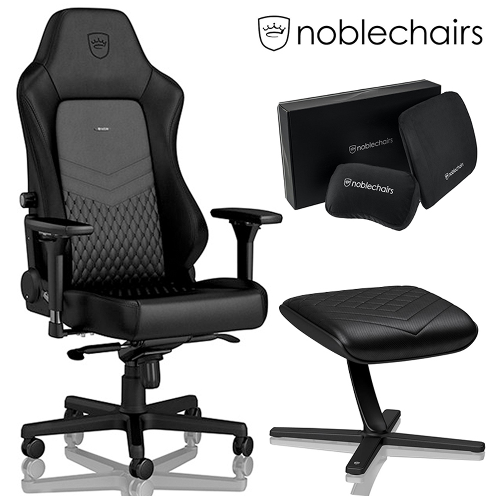 ※售完 Noblechairs 皇家賽車椅 HERO 搭配置腳蹬+記憶枕組 豪華組 (真皮款) MAX-006