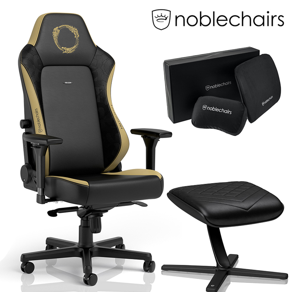 	※Noblechairs 皇家賽車椅 上古卷軸 HERO 搭配置腳蹬+記憶枕組 豪華組 MAX-008