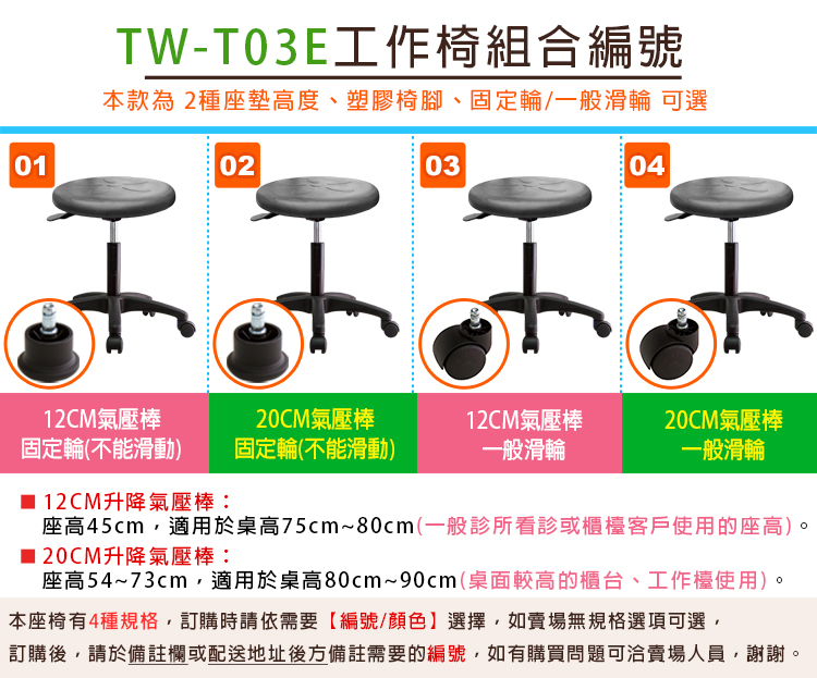 GXG 軟膠圓凳 工作椅 型號T03E 