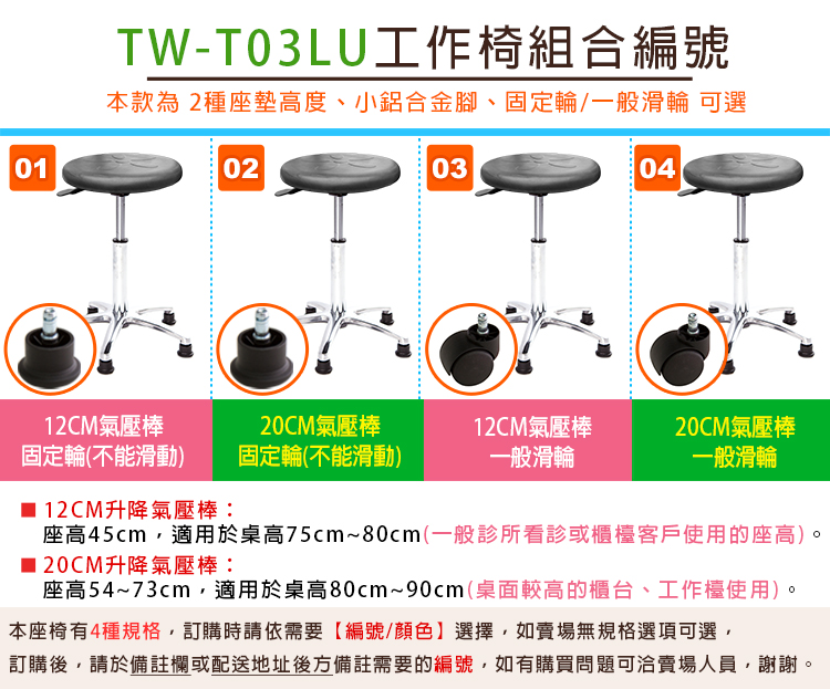 GXG 軟膠圓凳 工作椅 (鋁腳) 型號T03LU