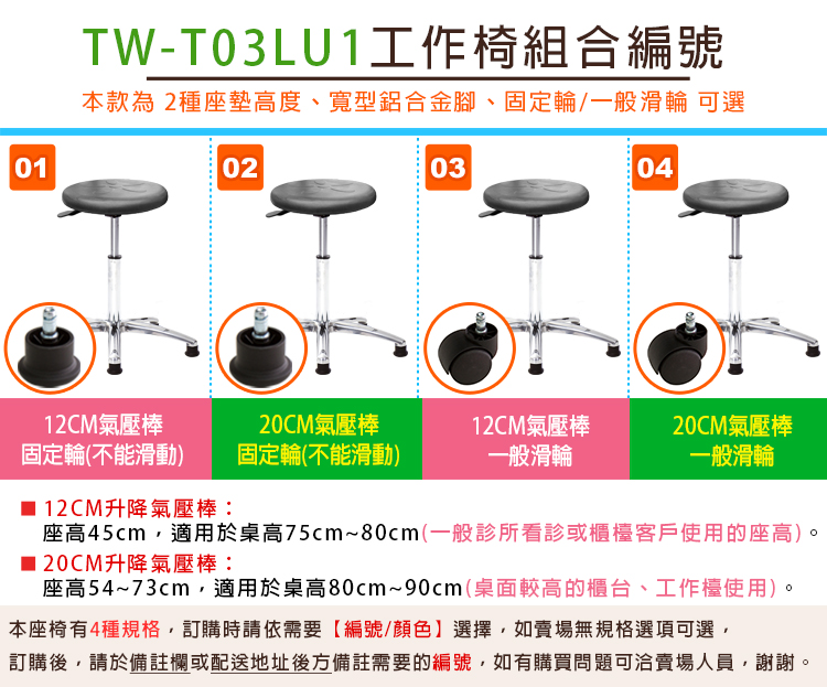 GXG 軟膠圓凳 工作椅 (寬鋁腳) 型號T03LU1
